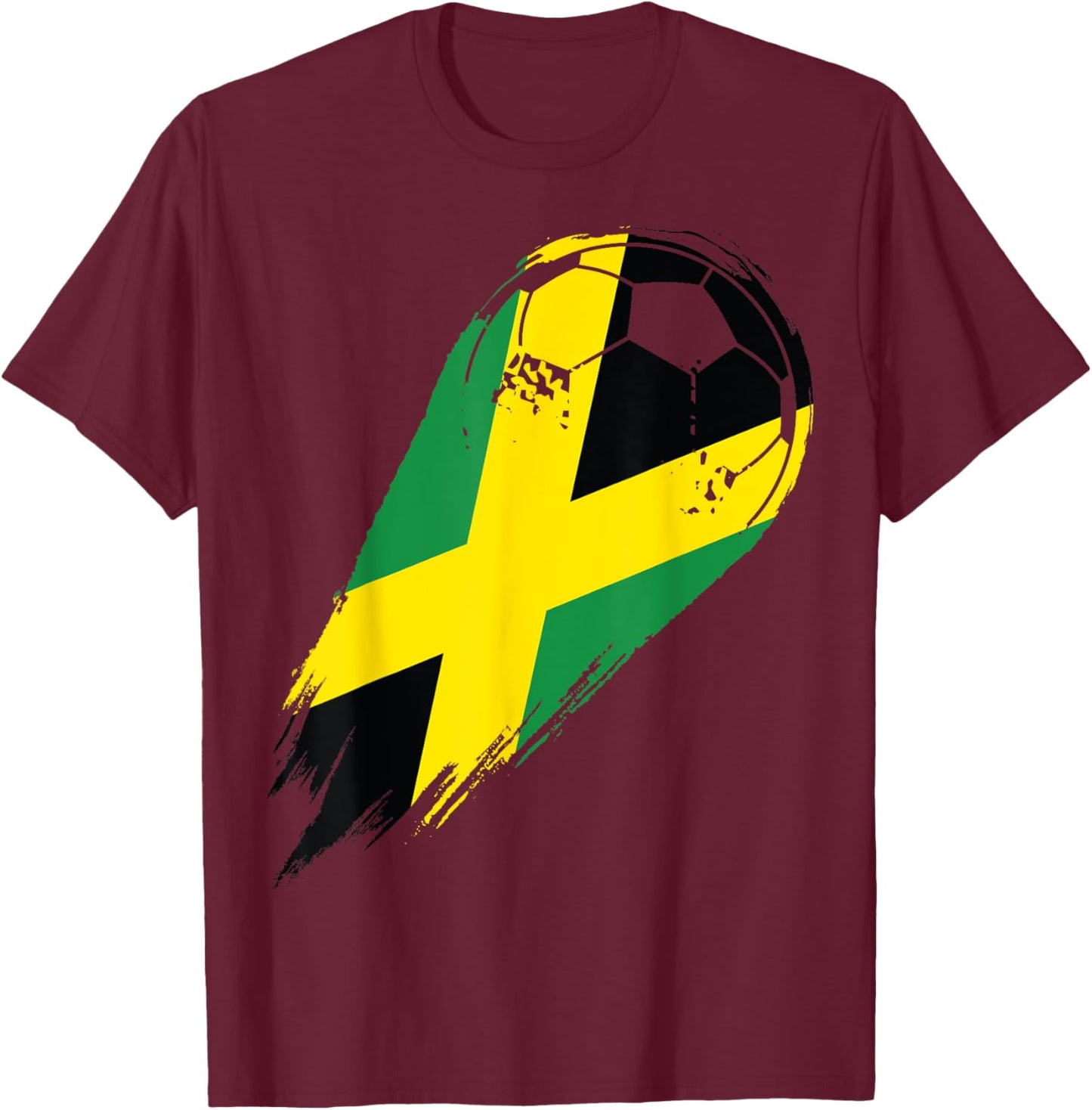 Soccer with flag of Jamaica T-Shirt - T-Shirt | Maroon