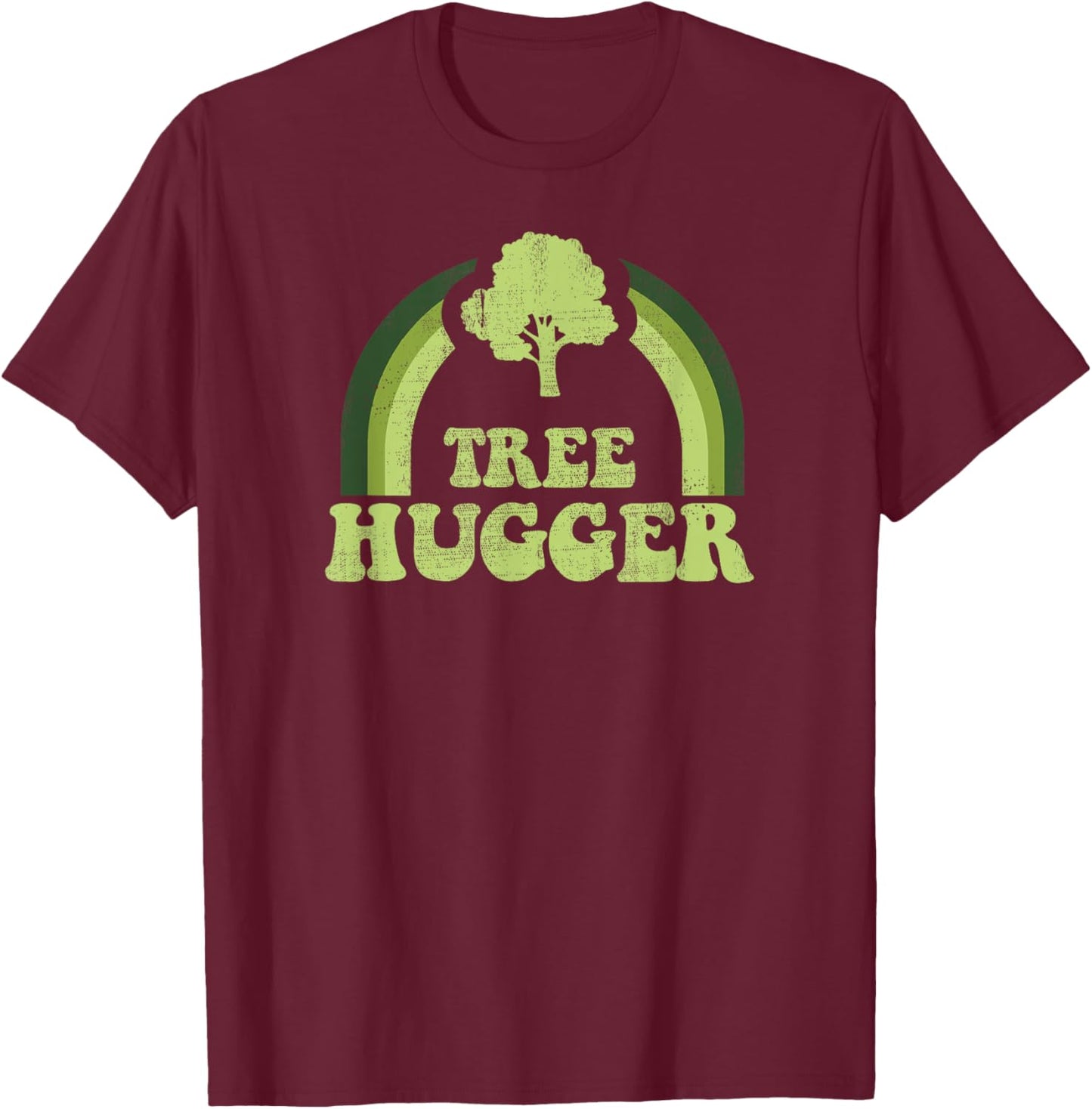 Tree Hugger Vintage Retro Nature Environmental Earth Day T-Shirt - T-Shirt | Maroon