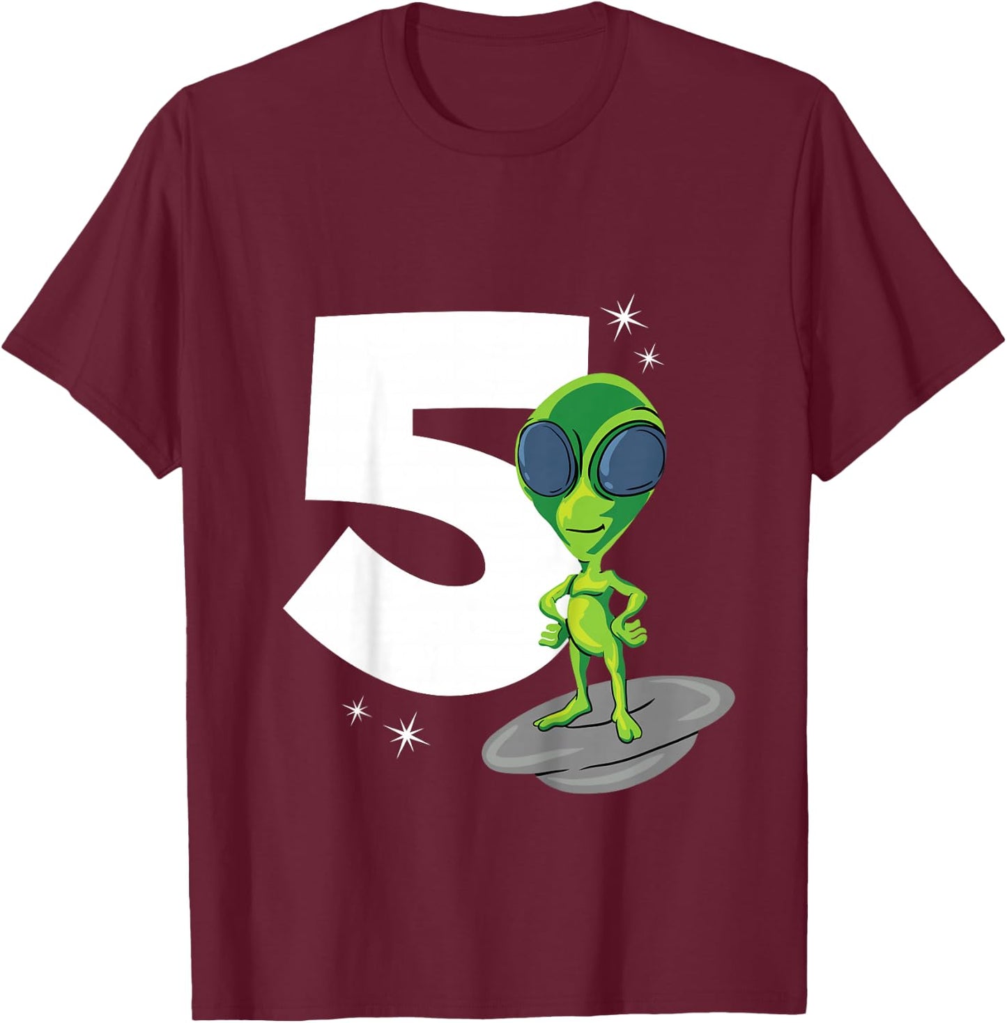 Alien 5 Year Old Boy 5th Birthday T-Shirt - T-Shirt | Maroon