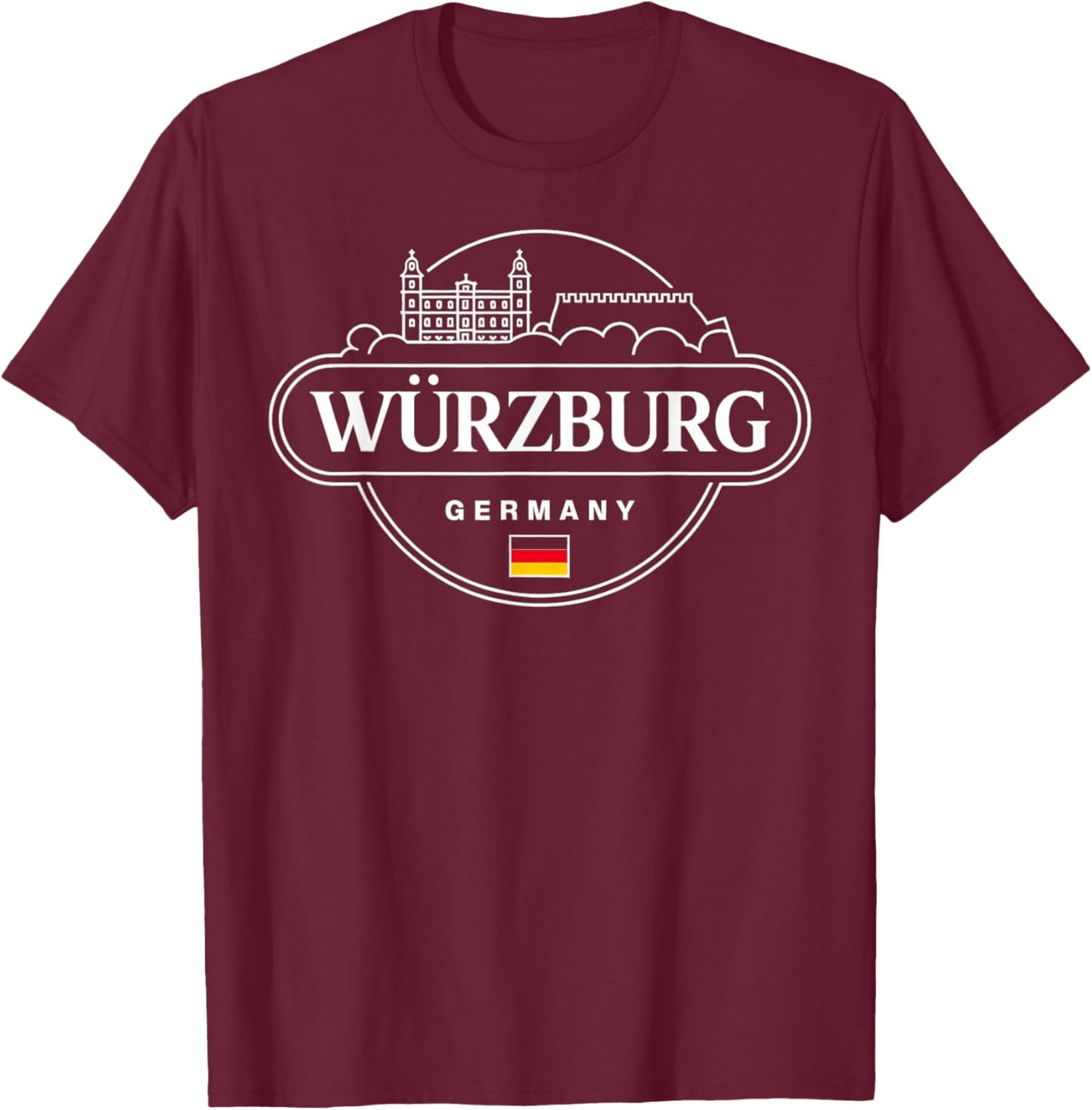 Würzburg Germany City Travel Souvenir Design T-Shirt - T-Shirt | Maroon