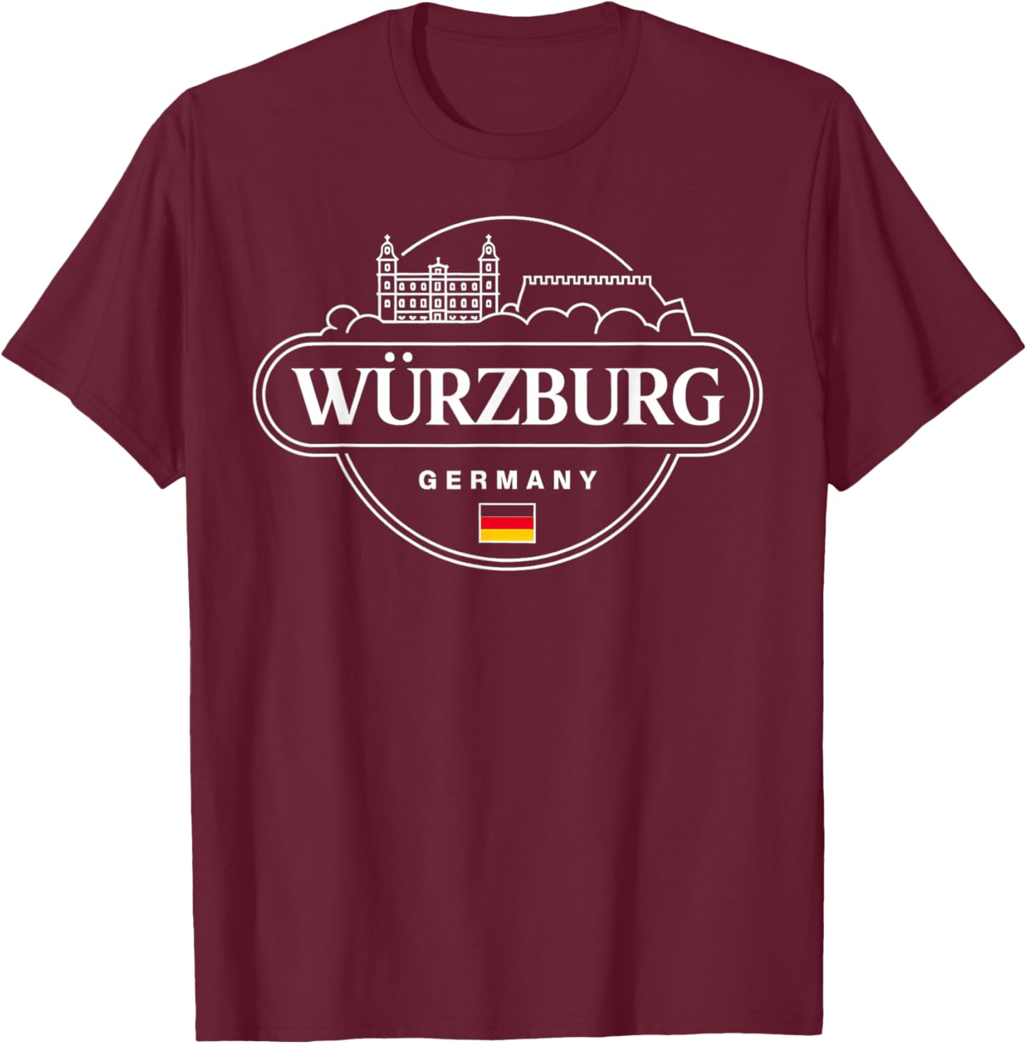 Würzburg Germany City Travel Souvenir Design T-Shirt - T-Shirt | Maroon
