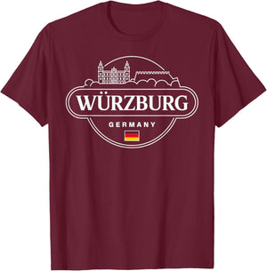 Würzburg Germany City Travel Souvenir Design T-Shirt - T-Shirt | Maroon