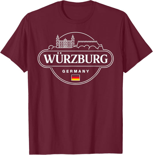 Würzburg Germany City Travel Souvenir Design T-Shirt - T-Shirt | Maroon