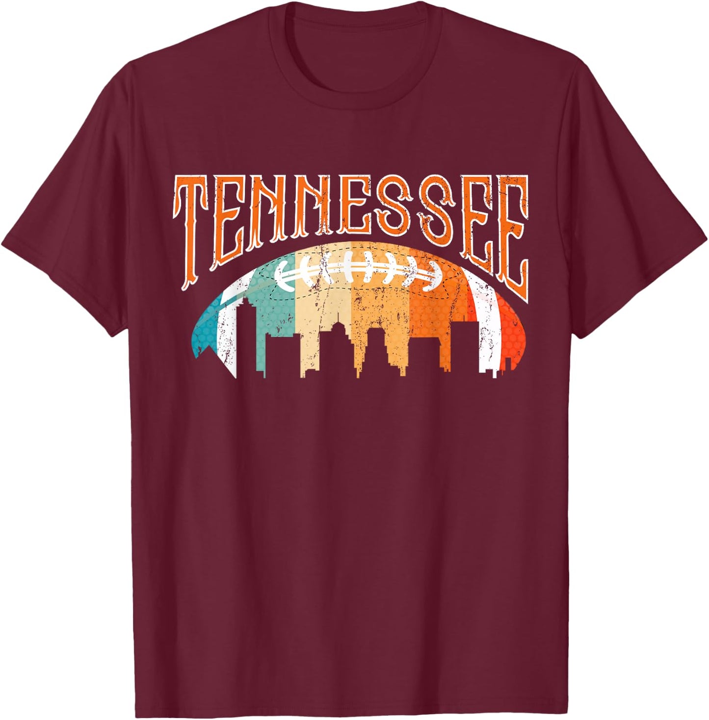 Retro Tennessee Football Fan Vintage City Skyline T-Shirt - T-Shirt | Maroon