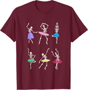 Skeleton Ballerinas Ballet Dance Cute Halloween Costume Girl T-Shirt - T-Shirt | Maroon