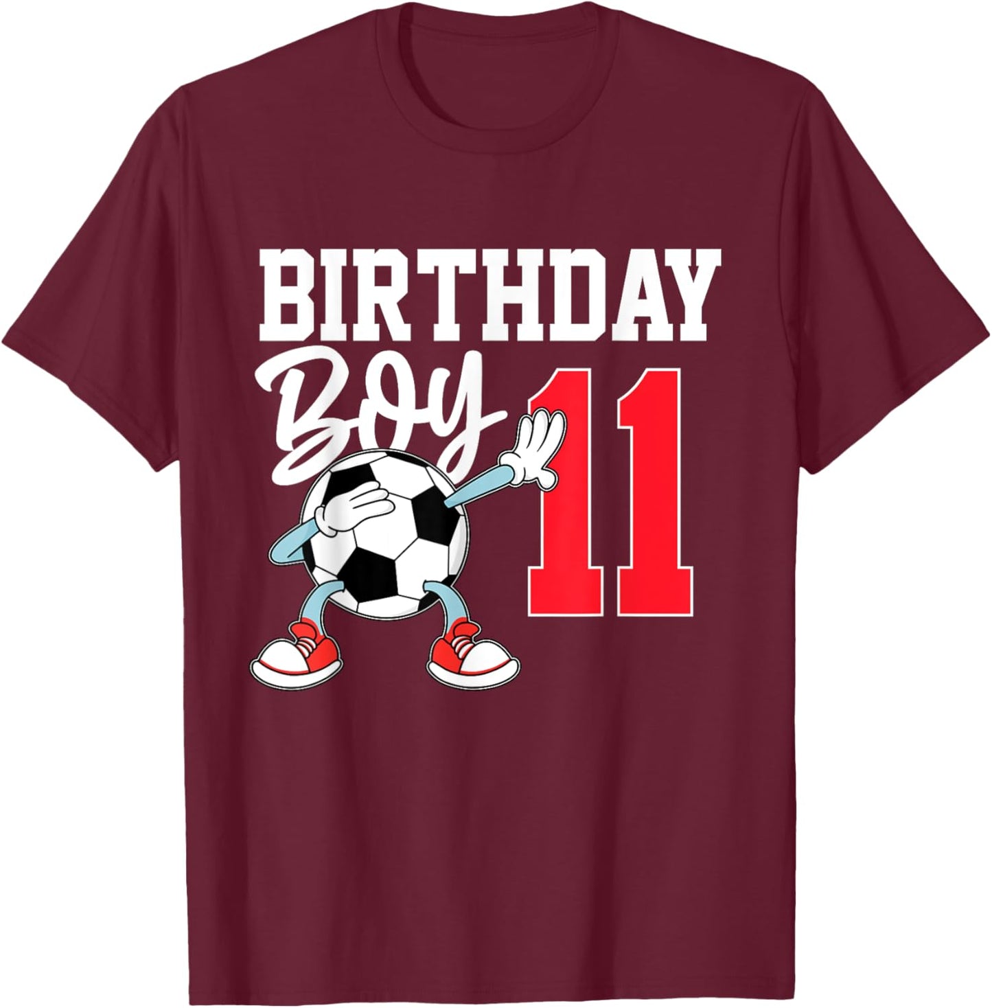 11th Birthday Shirt For Boys Football Soccer 11 Year Old T-Shirt - T-Shirt | Maroon