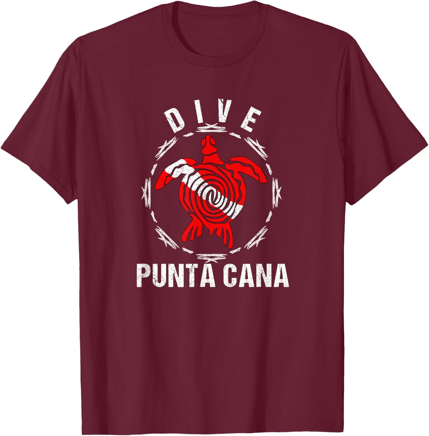 Dive Punta Cana Vintage Tribal Turtle Gift T-Shirt - T-Shirt | Maroon