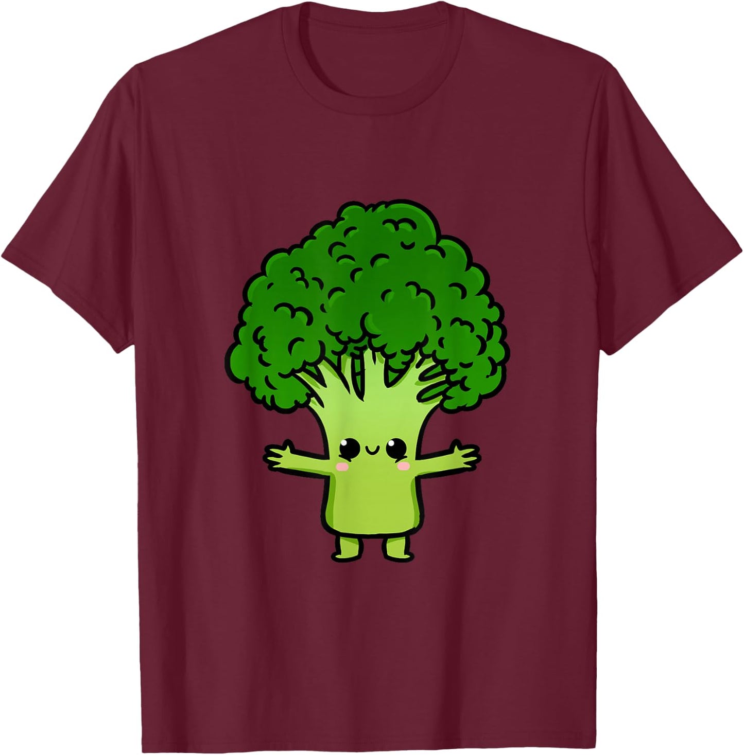 Kawaii Broccoli T-Shirt - T-Shirt | Maroon