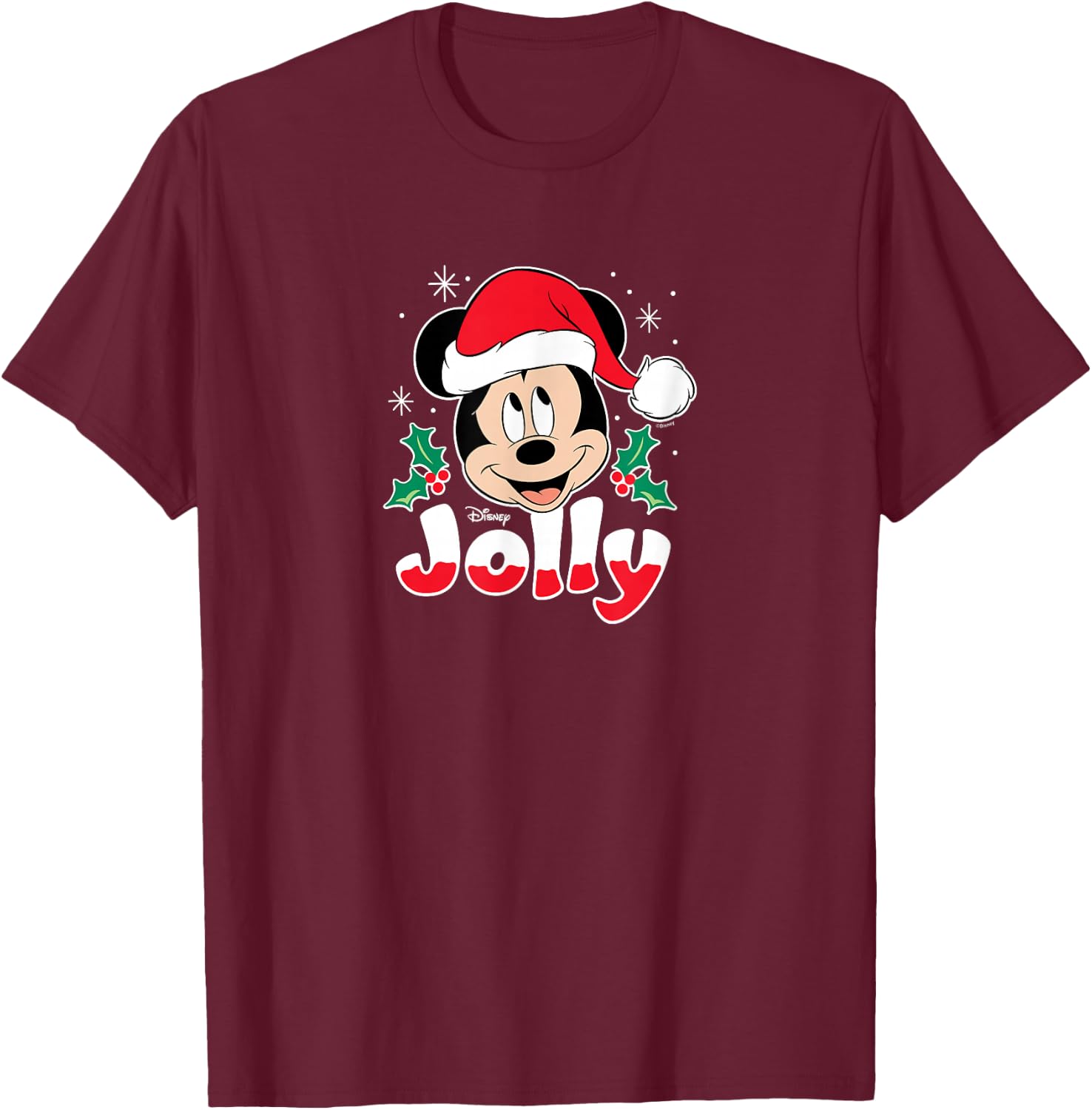 Disney - Mickey Jolly Christmas Santa T-Shirt - T-Shirt | Maroon