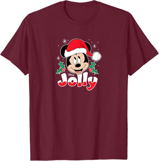 Disney - Mickey Jolly Christmas Santa T-Shirt - T-Shirt | Maroon