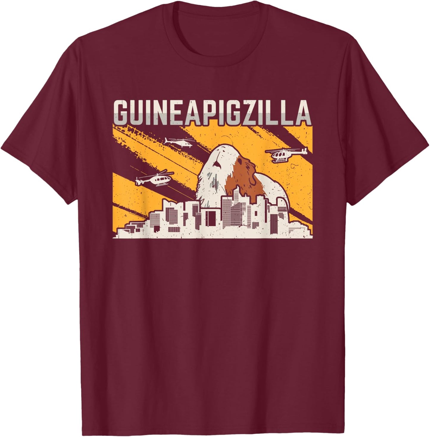 Funny Guinea Pigzilla T-Shirt - T-Shirt | Maroon