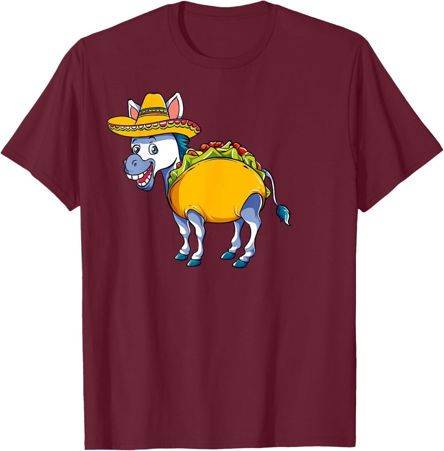 Donkey Taco Hilarious Burro Design for Cinco de Mayo T-Shirt - T-Shirt | Maroon