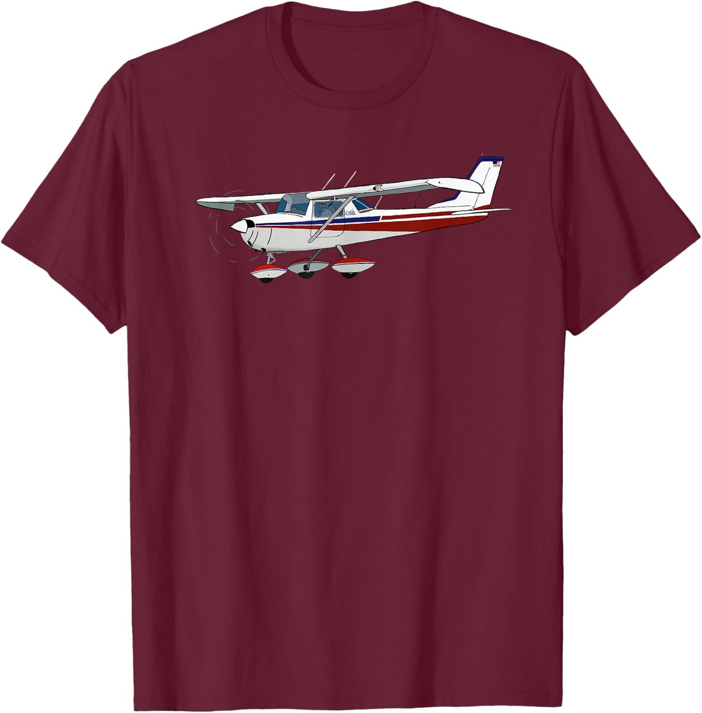 C-172 Skyhawk Airplane Illustration Aviation Pilot Art T-Shirt - T-Shirt | Maroon