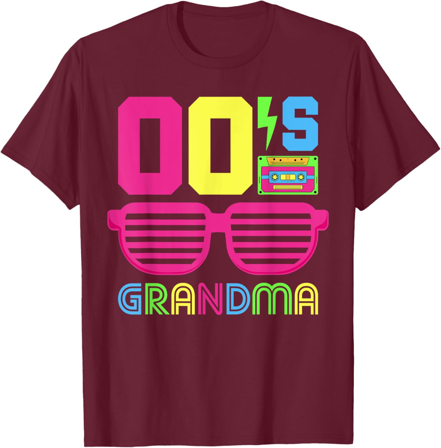 2000's Grandma Themed Party 00s Costume Early 2000s Outfit T-Shirt - T-Shirt | Maroon