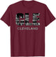 CLE The Land Night Downtown Cleveland Skyline Art Ohio Gifts T-Shirt - T-Shirt | Maroon