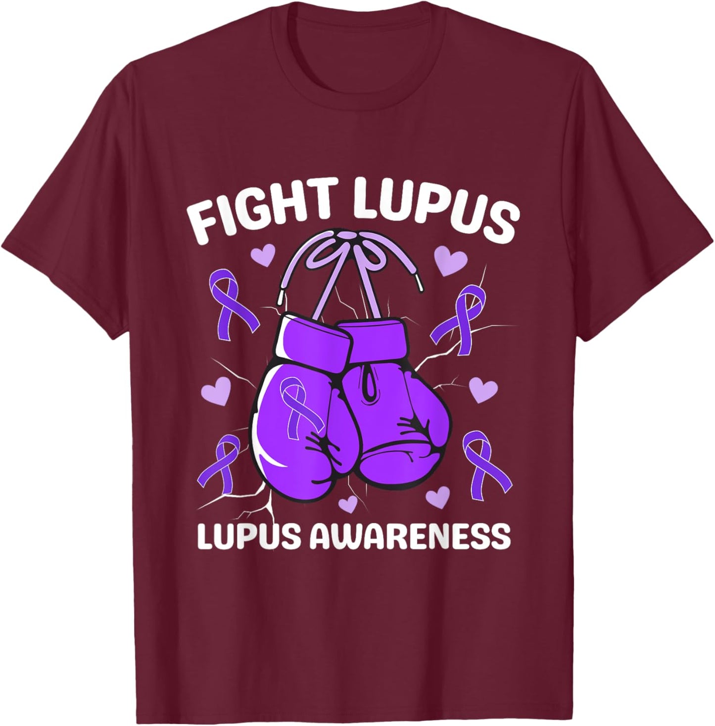 Fight Lupus Purple Awareness Ribbon Lupus Fighter Women Men T-Shirt - T-Shirt | Maroon