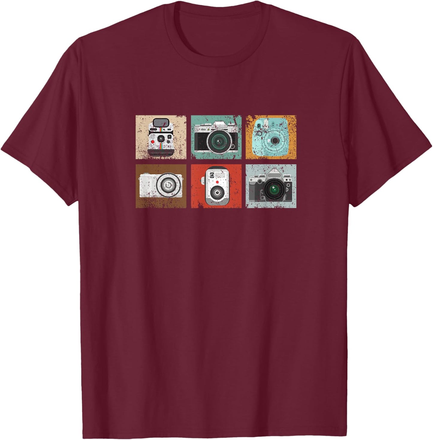 Vintage Retro Camera T-Shirt - T-Shirt | Maroon