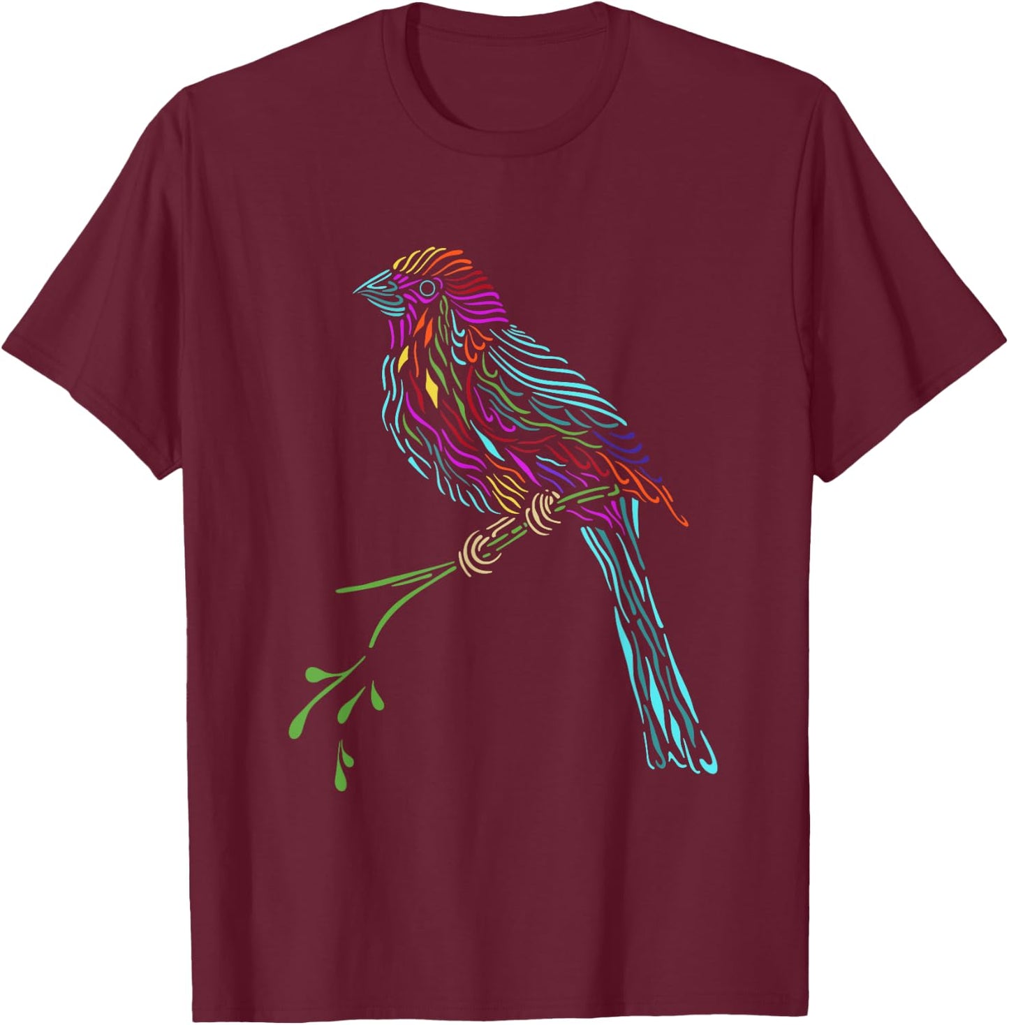 Birdwatcher Colourful Bird Watching Parrot Budgie T-Shirt - T-Shirt | Maroon
