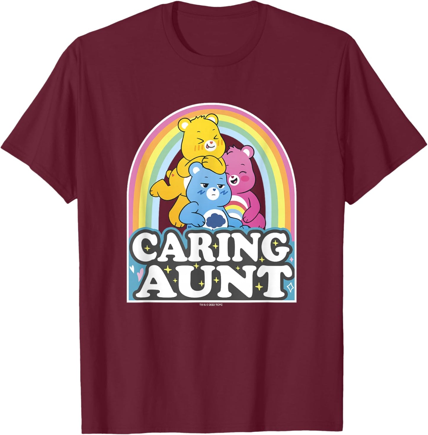 Care Bears Caring Aunt Retro Rainbow Grumpy Group Shot T-Shirt - T-Shirt | Maroon