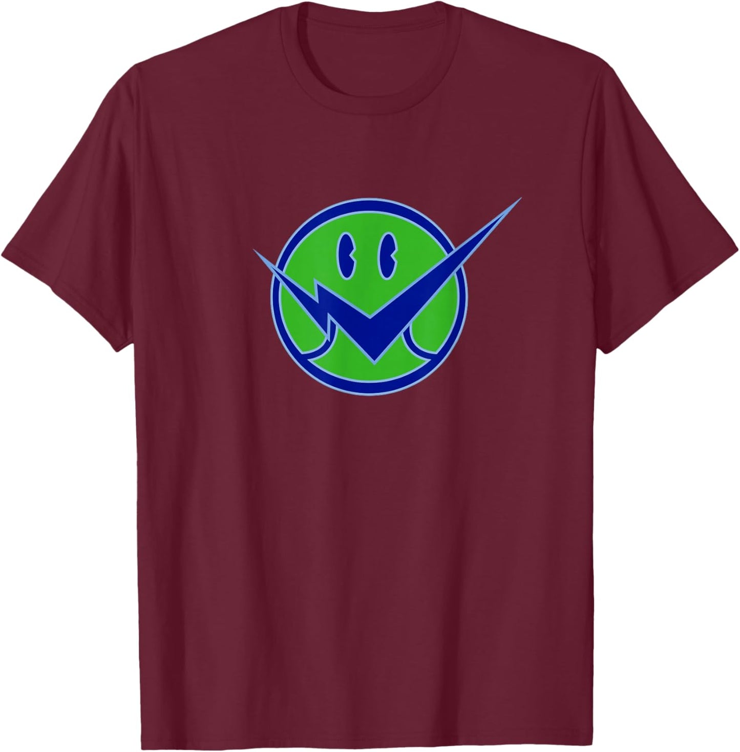 OVERTIME Blue Checks , Men's, -Adults, Short Sleeve, , Black, Small T-Shirt - T-Shirt | Maroon
