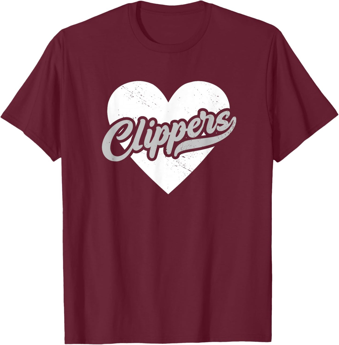 Vintage Clippers High School Go Clippers Pride Heart T-Shirt - T-Shirt | Maroon
