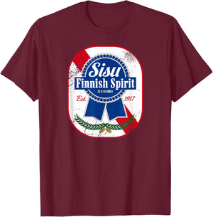 Sisu Finnish Finland Suomi Vintage Classic Retro Beer Label T-Shirt - T-Shirt | Maroon