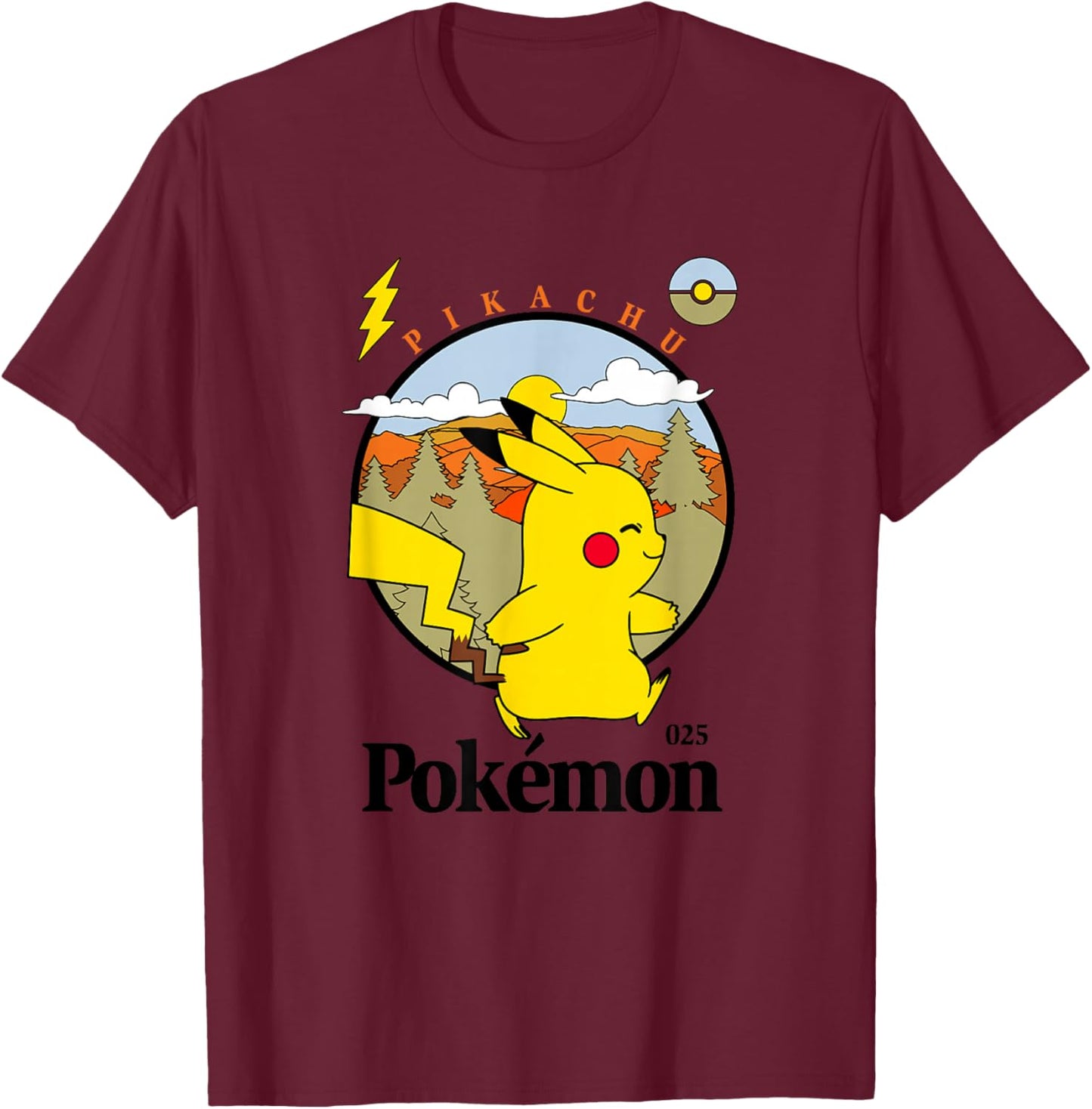 Pokémon Pikachu Outdoor Adventures Vintage Post Card T-Shirt - T-Shirt | Maroon