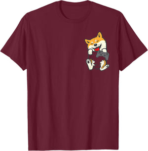 Shiba Inu Dog Gamer Pocket Kawaii Boys Kids Toddler Men Teen T-Shirt - T-Shirt | Maroon