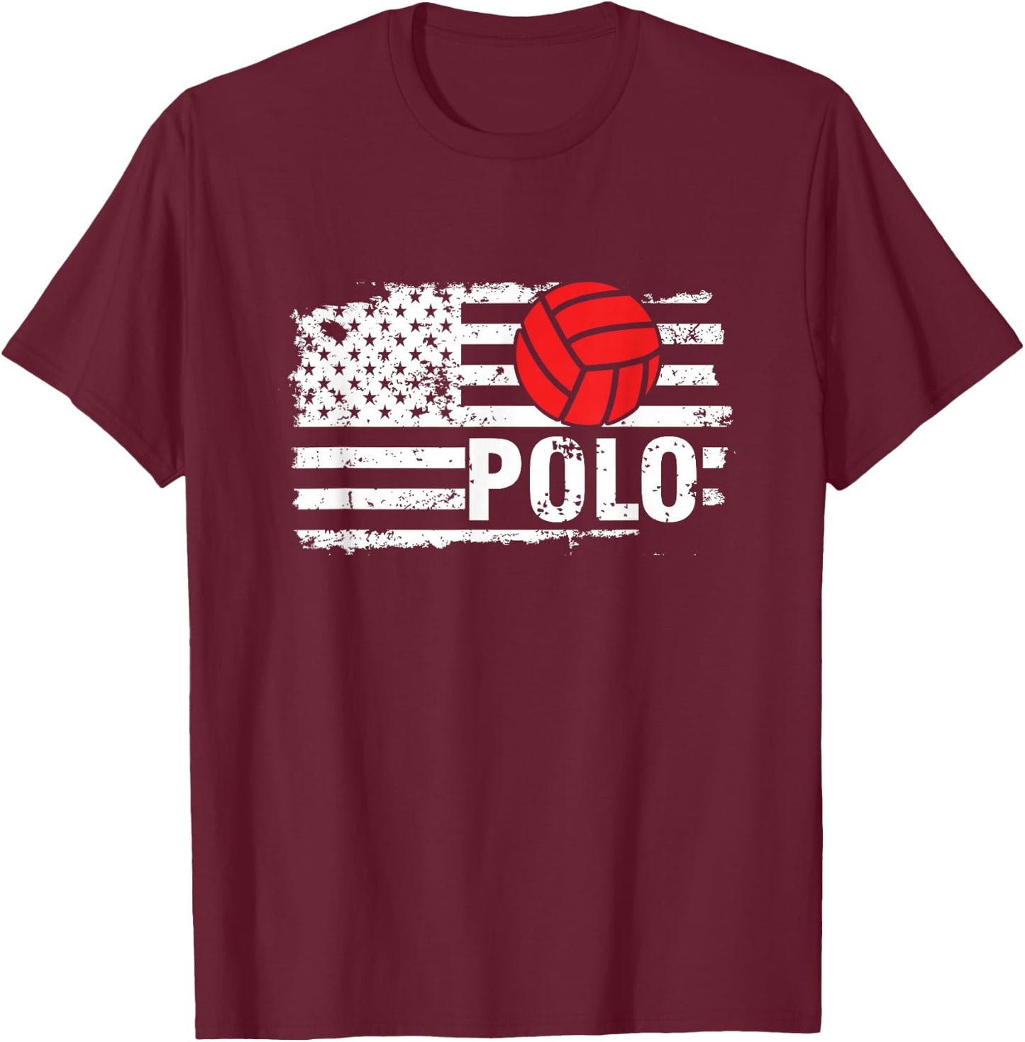 US Flag American Water Polo Swimming Pool Sports T-Shirt - T-Shirt | Maroon
