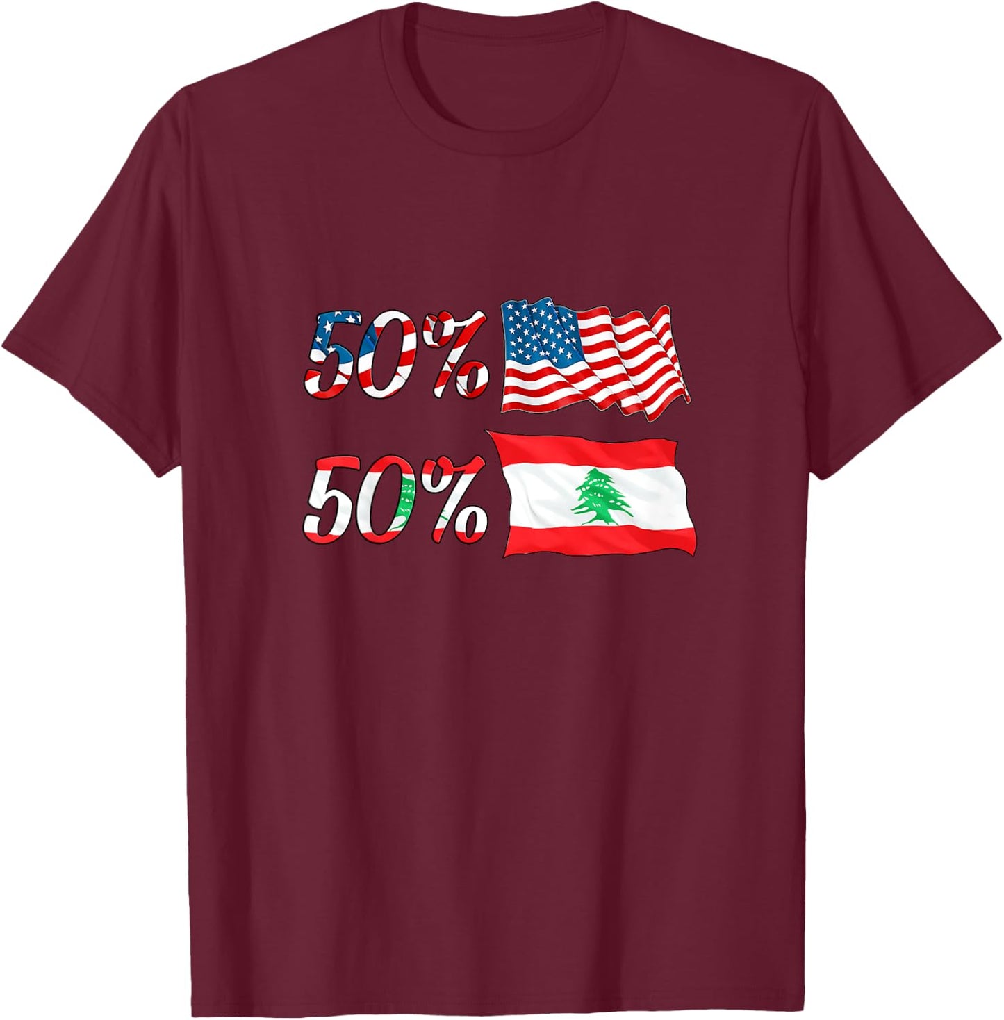 Half American Half Lebanese Baby Lebanon Boy Girl Gift T-Shirt - T-Shirt | Maroon