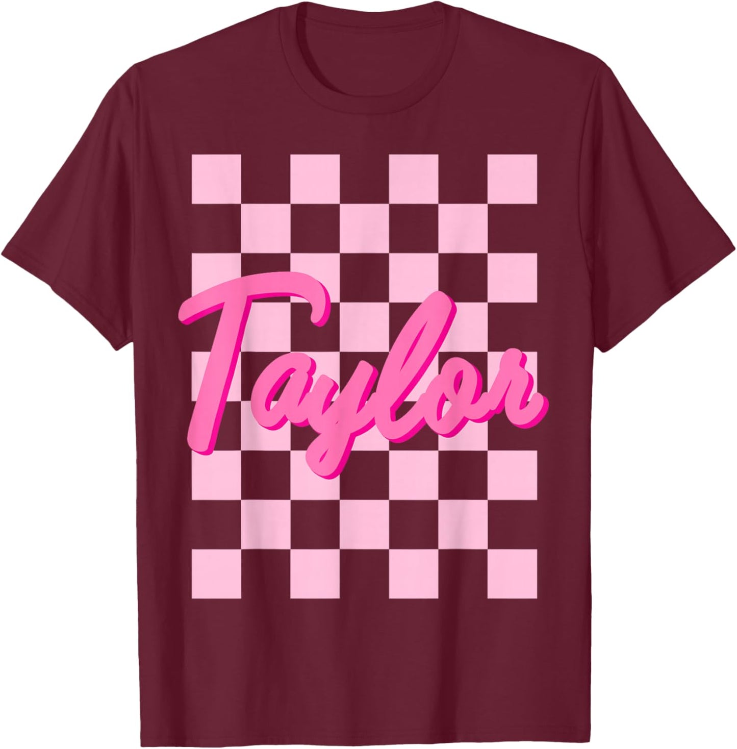 Girl Retro Taylor First Name Personalized Groovy Birthday T-Shirt - T-Shirt | Maroon
