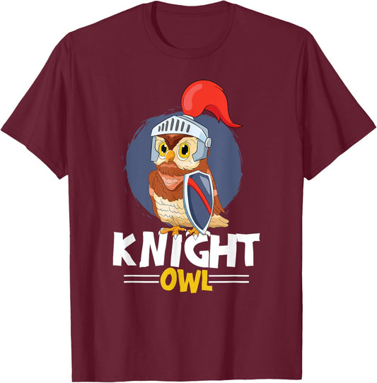 Knight Owl Nocturnal Ornithologist Birds Of Prey T-Shirt - T-Shirt | Maroon