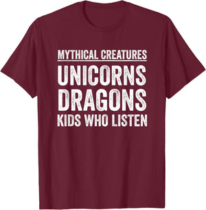 Mythical Creatures Unicorn Dragon Funny Teacher Appreciation T-Shirt - T-Shirt | Maroon