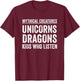 Mythical Creatures Unicorn Dragon Funny Teacher Appreciation T-Shirt - T-Shirt | Maroon