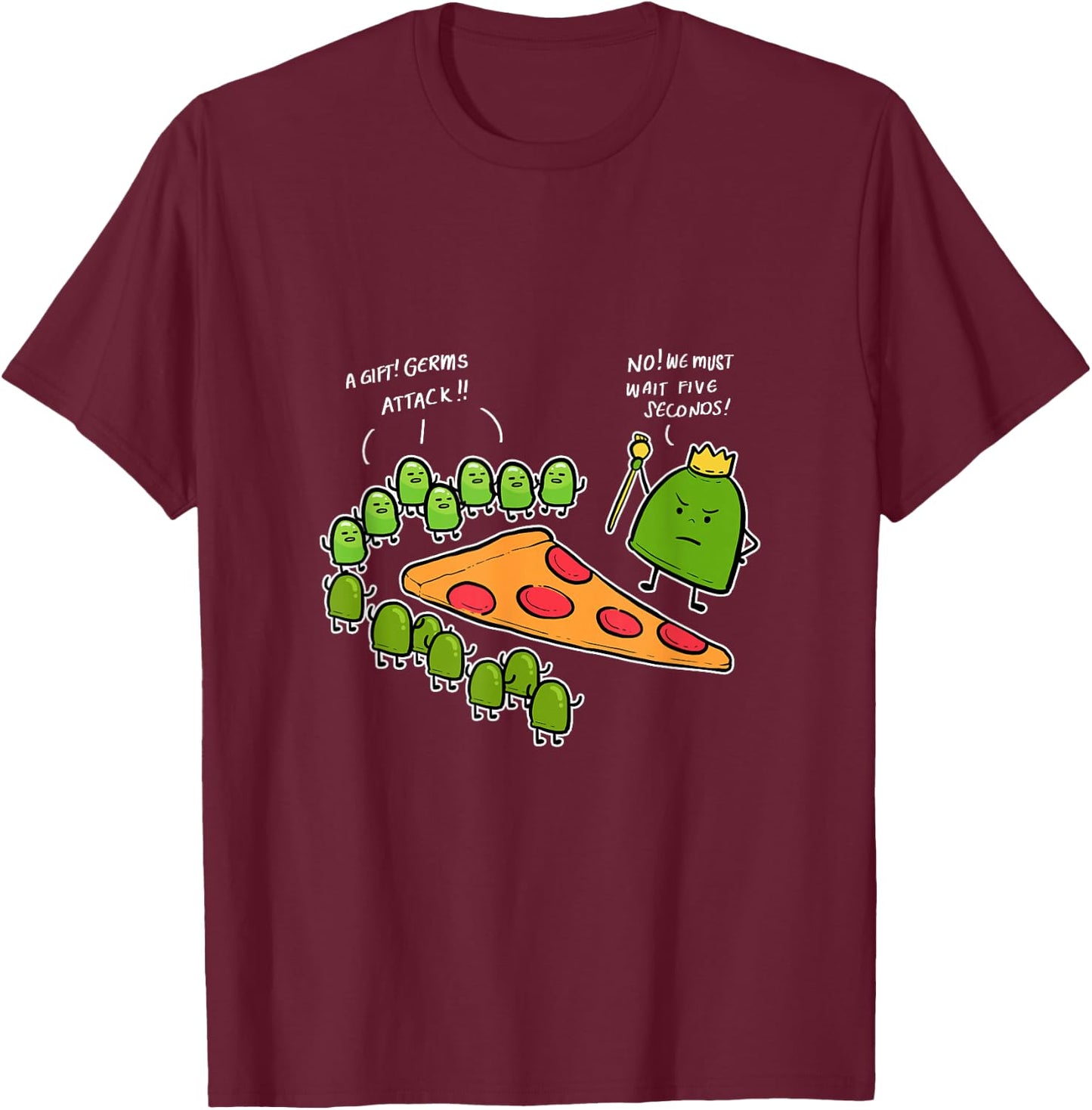 Five Second Rule Funny Foodie T-Shirt - T-Shirt | Maroon