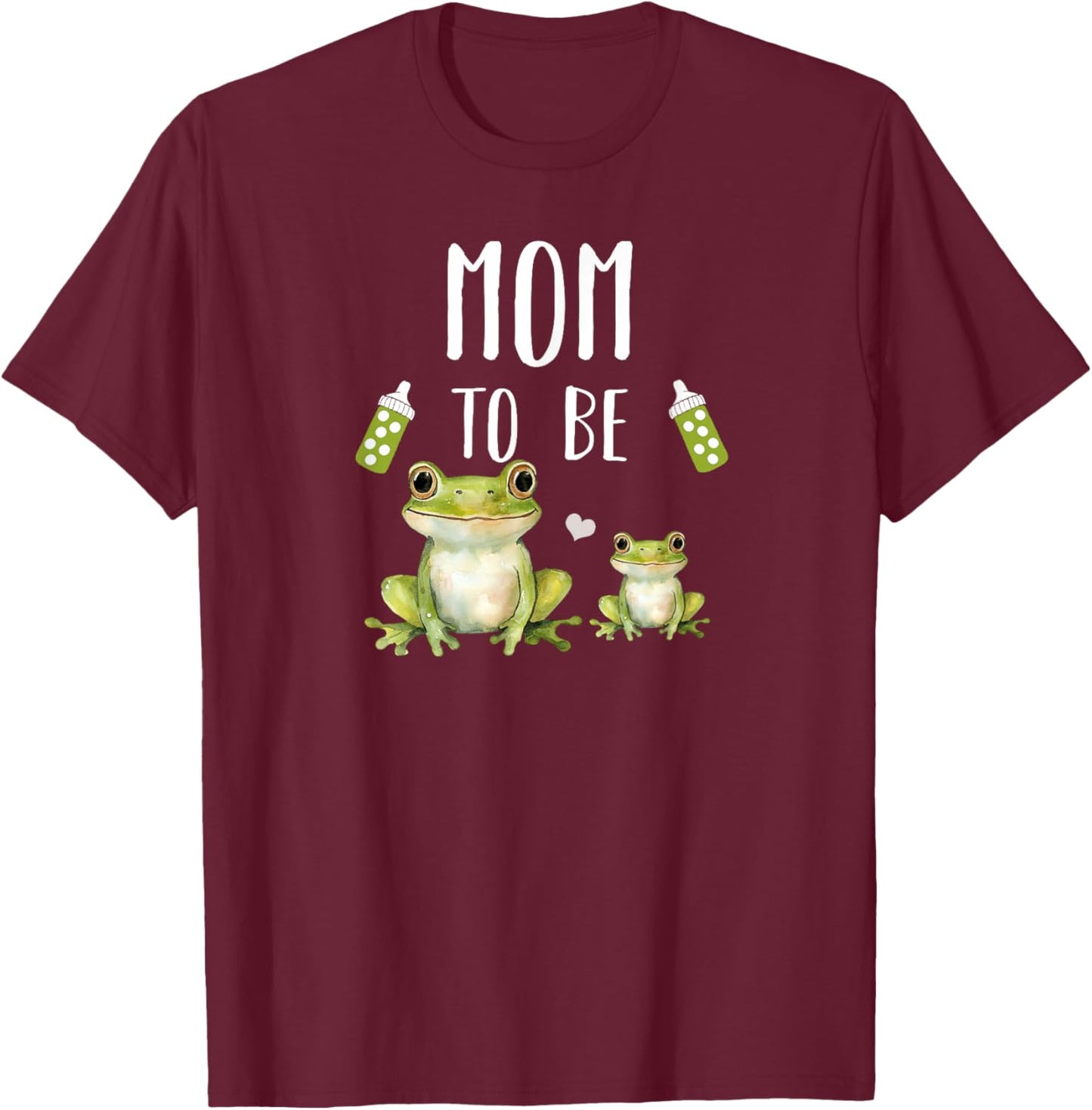 Mom to Be Frog Baby Shower Announcement Toad Cute T-Shirt - T-Shirt | Maroon