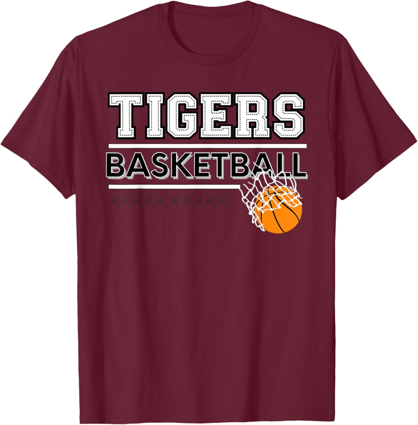 Tigers School Spirit Sports Basketball School Tigers T-Shirt - T-Shirt | Maroon