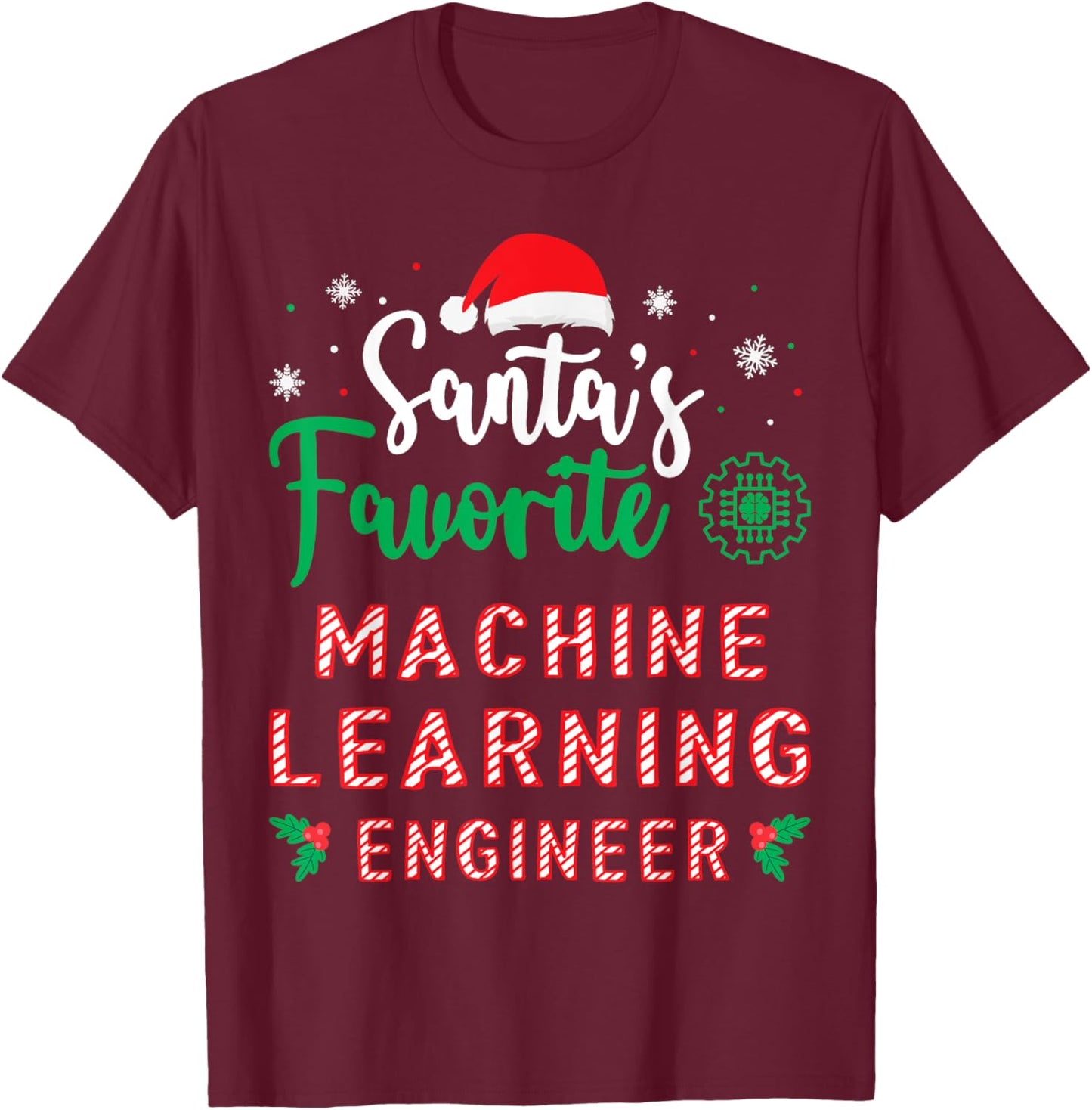 Christmas Artificial Intelligence Machine Learning Engineer T-Shirt - T-Shirt | Maroon