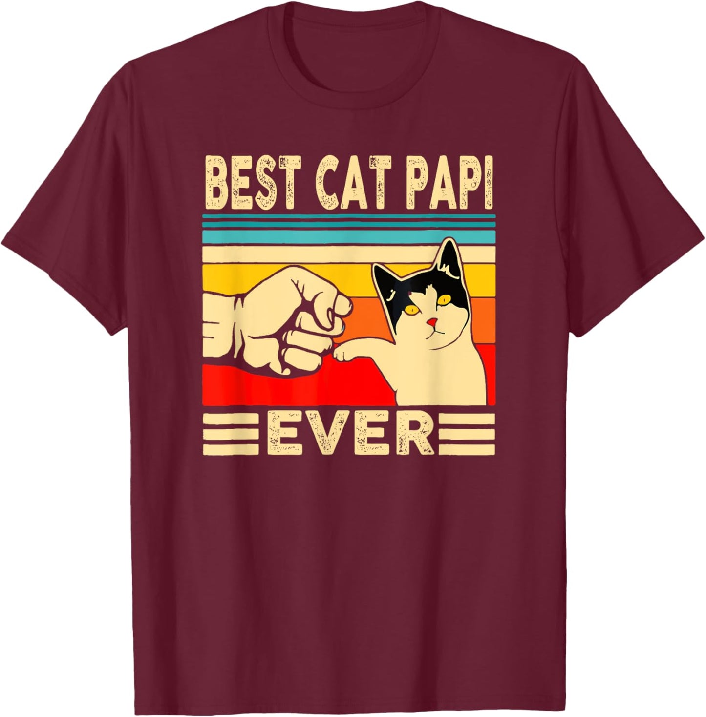 Best Cat Papi Ever Funny Cat Dad Cat Lover Crazy Cat Guy Men T-Shirt - T-Shirt | Maroon