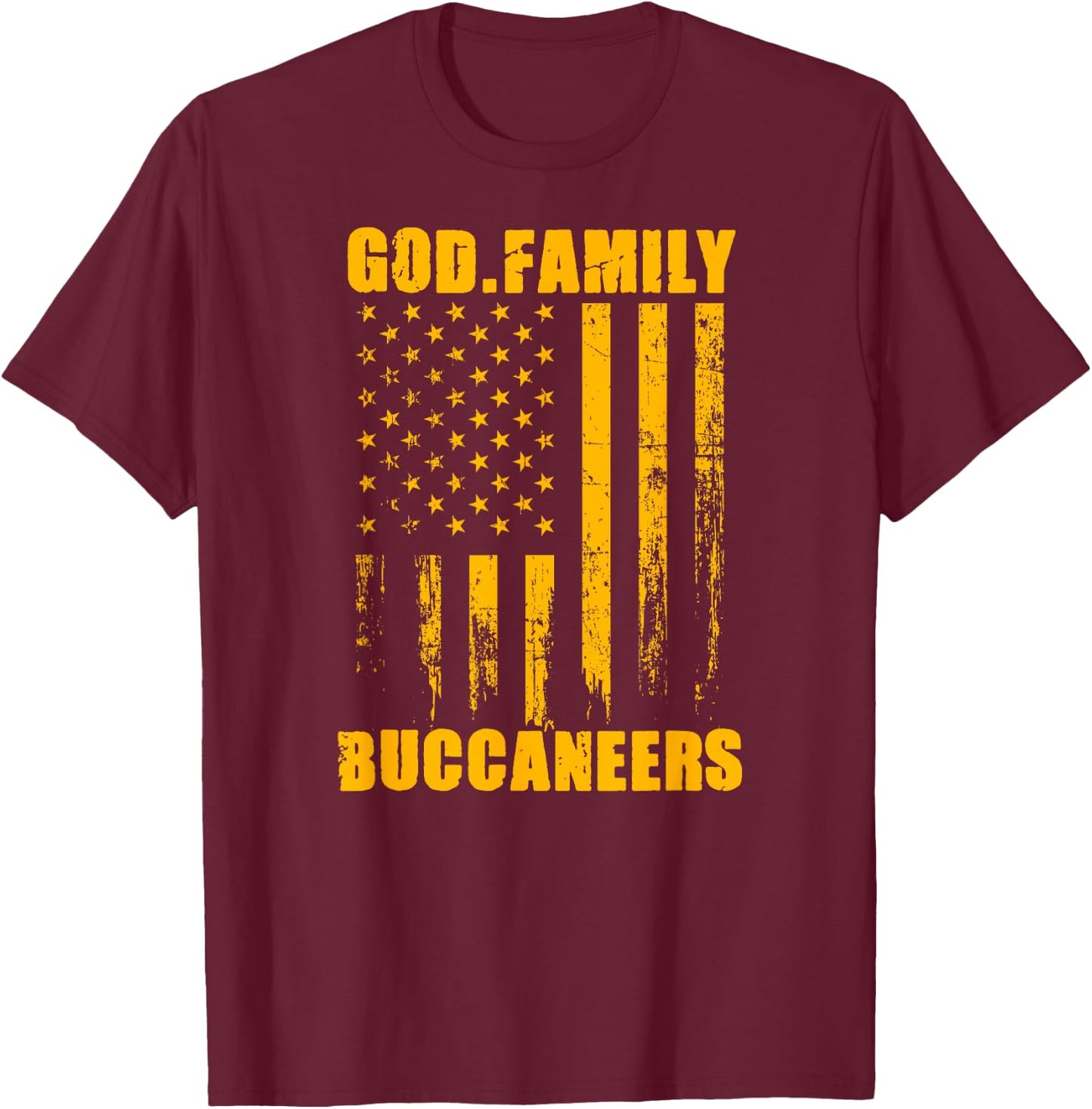 Kingston Buccaneers God. Family. Vintage USA Flag T-Shirt - T-Shirt | Maroon
