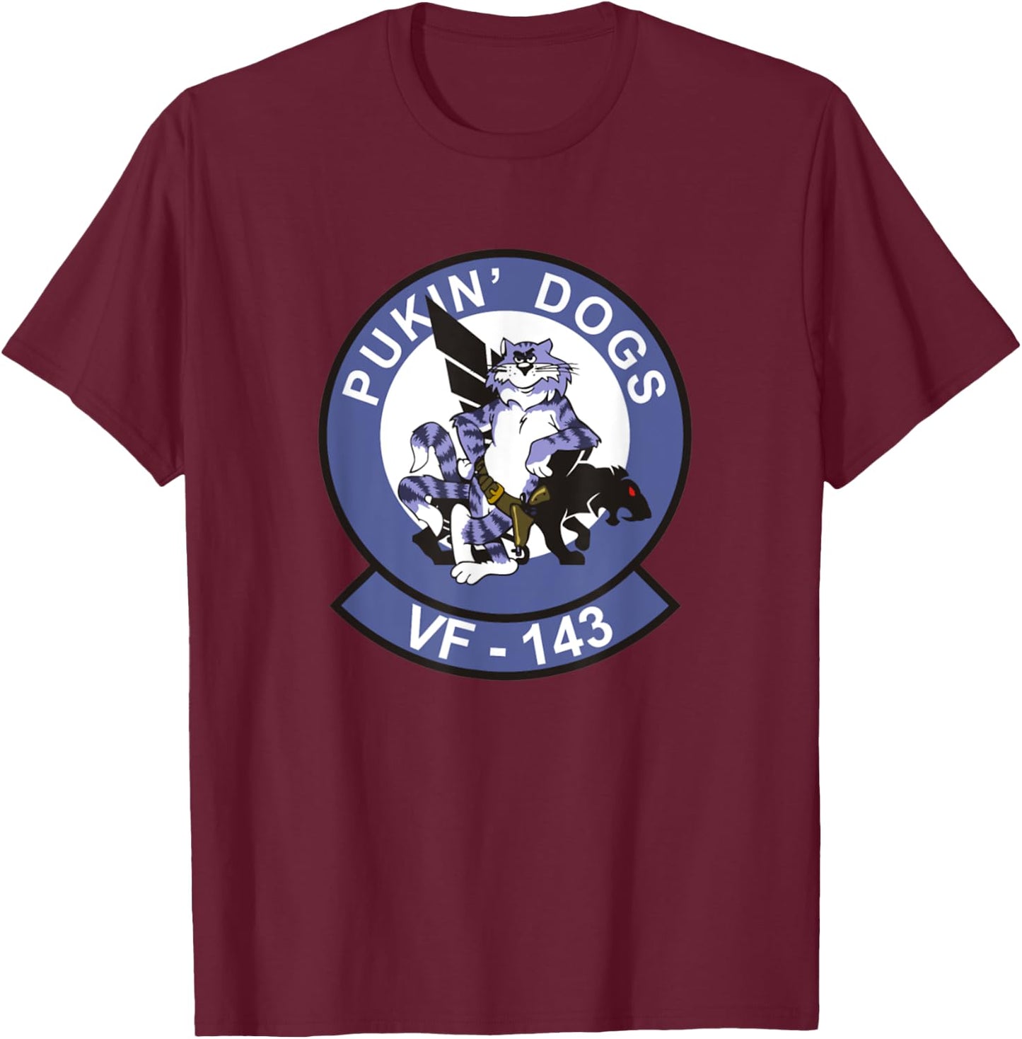 Pukin Dogs VF-143 Hornet Squadron T-Shirt - T-Shirt | Maroon