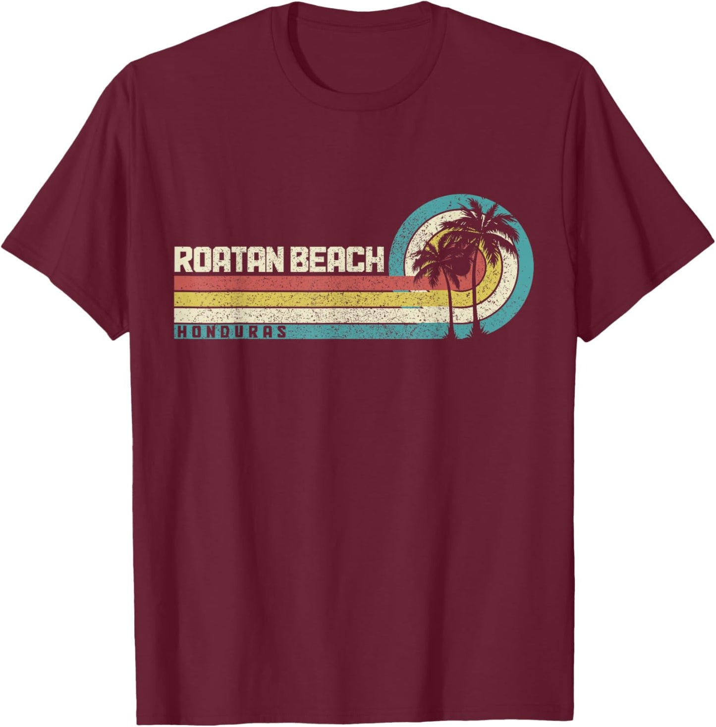 Roatan Beach Honduras Surfer Vintage Souvenir T-Shirt - T-Shirt | Maroon