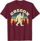 Oregon US State Bigfoot Sasquatch Silhouette Retro T-Shirt - T-Shirt | Maroon