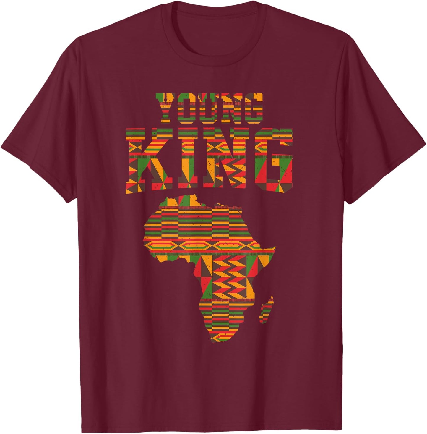 African King Art For Boys Toddlers African Print Kente Cloth T-Shirt - T-Shirt | Maroon