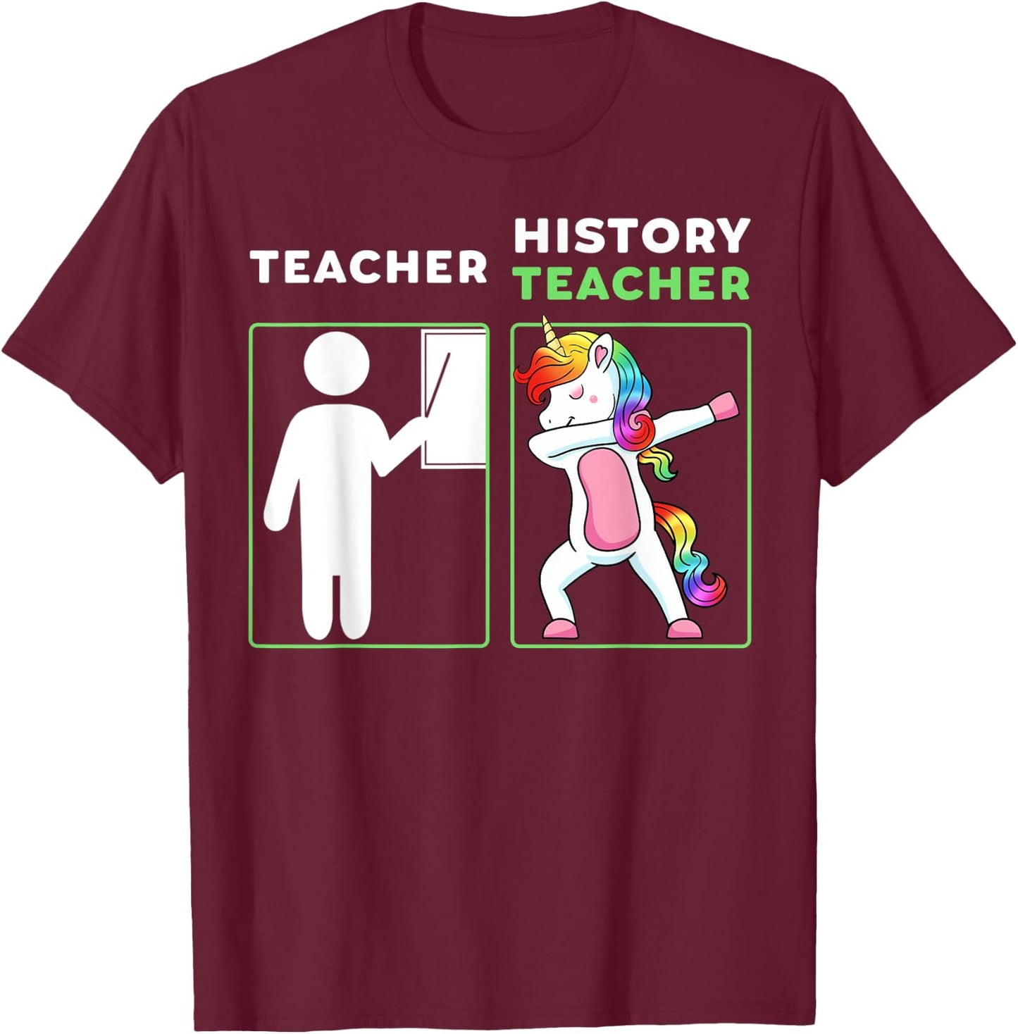 History Teacher Dabbing Professor Educator Unicorn T-Shirt - T-Shirt | Maroon