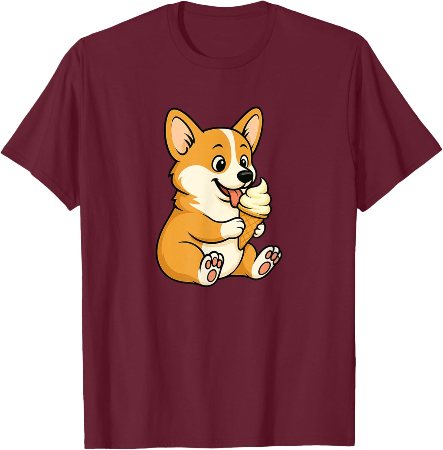 Corgi Ice Cream Zoo Animal Lover Kawaii Boys Girls Kids T-Shirt - T-Shirt | Maroon