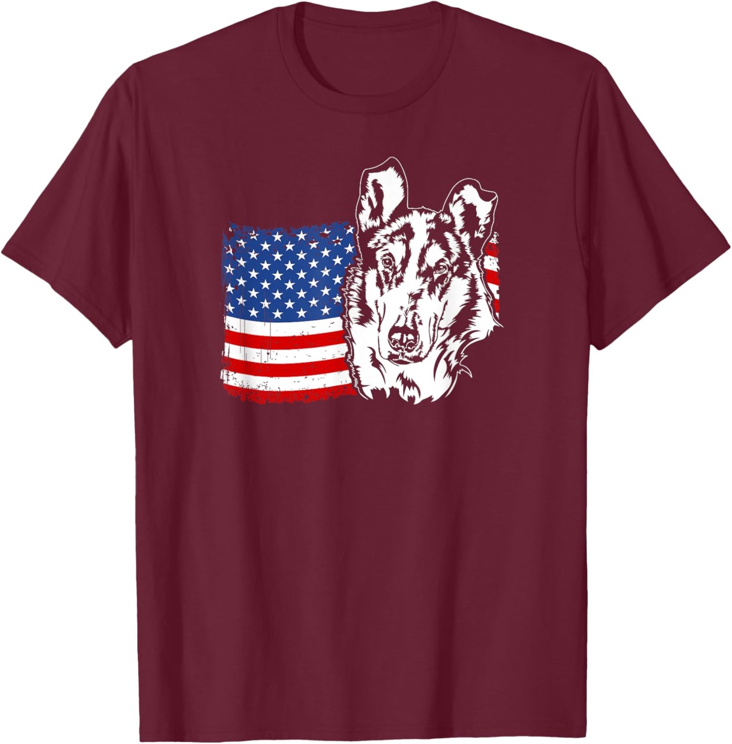 Proud Smooth Collie American US Flag Patriotic Dog Men Women T-Shirt - T-Shirt | Maroon