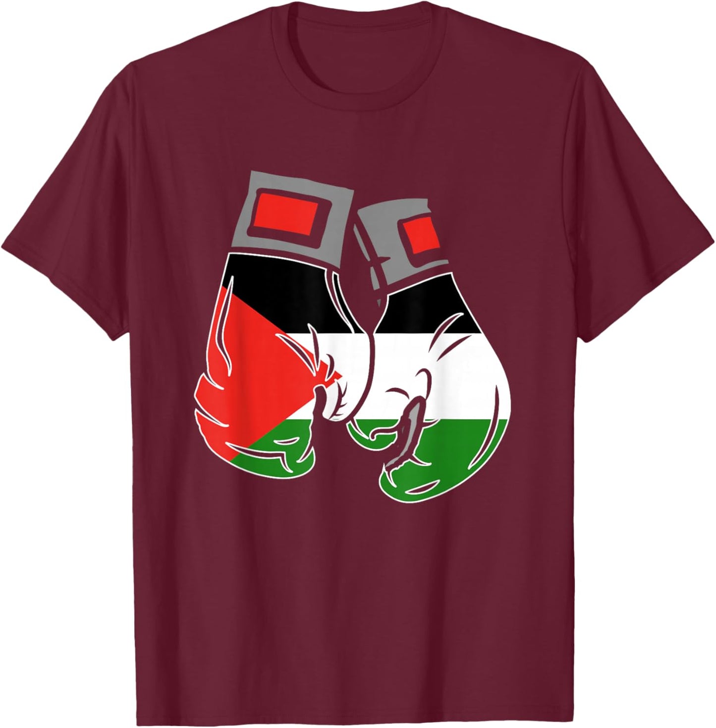 Boxing Glove With The Flag Of Palestine T-Shirt - T-Shirt | Maroon