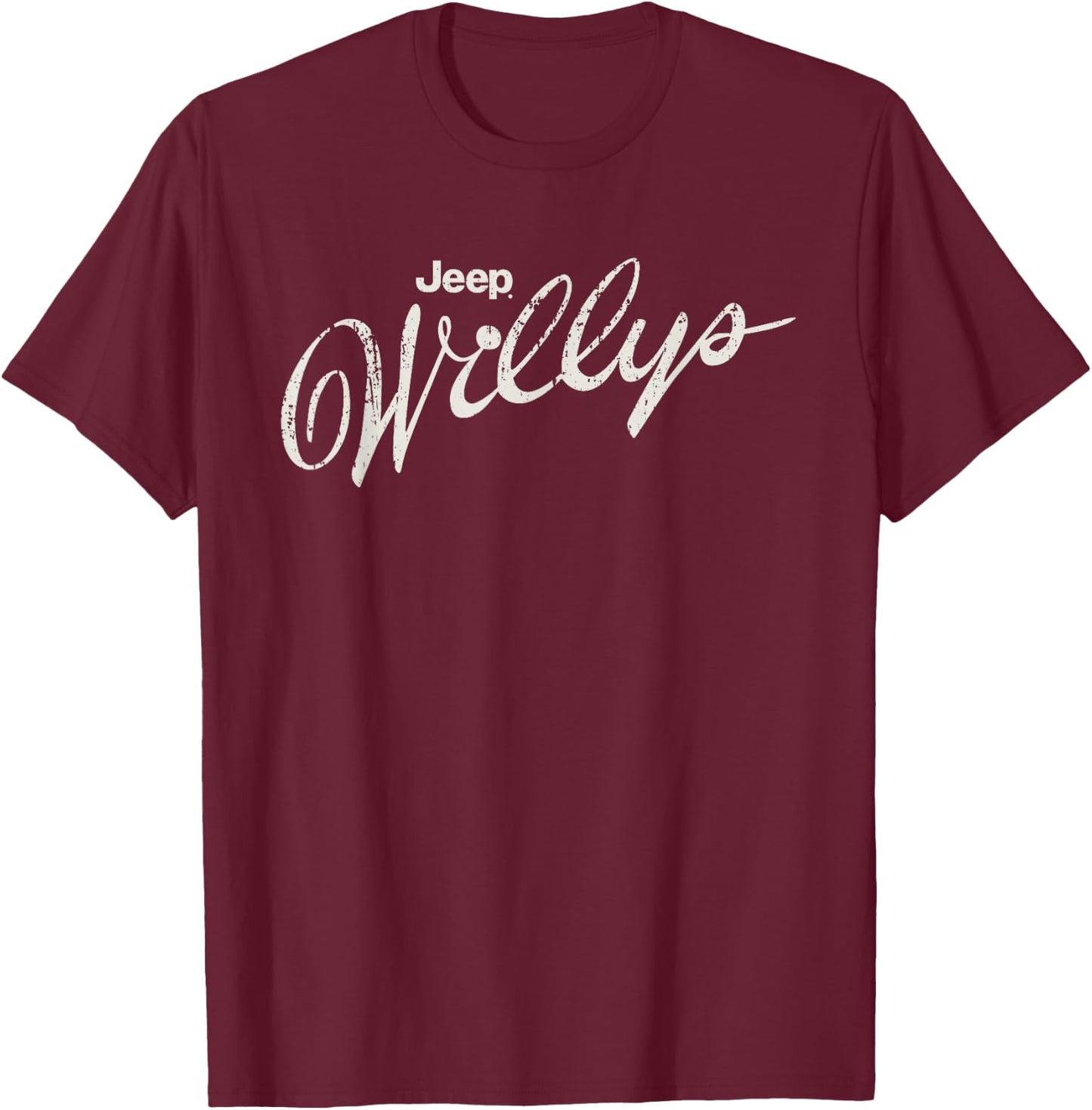 Jeep Willys Script Logo T-Shirt - T-Shirt | Maroon