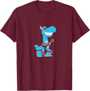 T-Rex Tyrannosaurus Rex with guitar T-Shirt - T-Shirt | Maroon